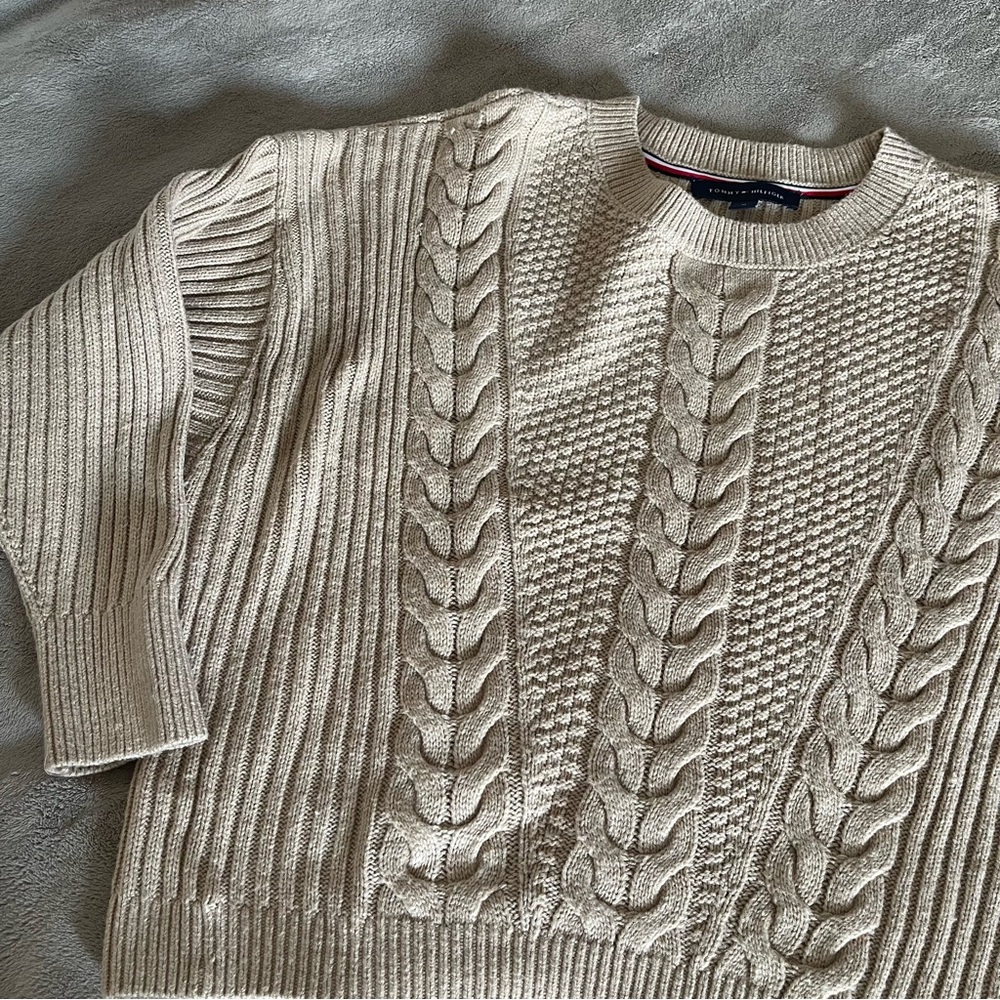 Tommy Hilfiger Cable Knit Tan Sweater